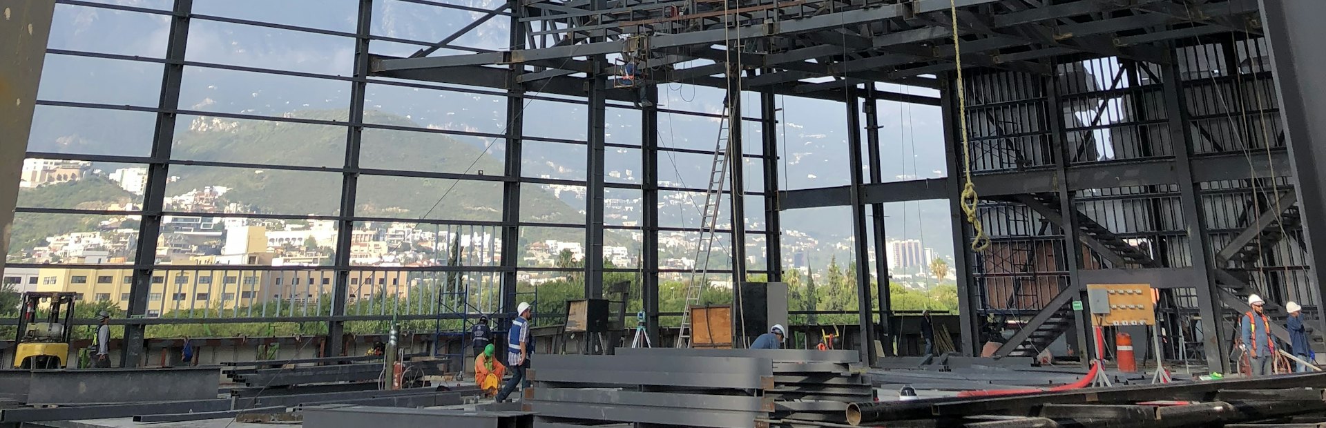 Structural steel frame of an industrial building
