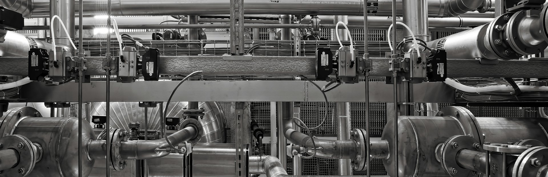 Mechanical plant room pipework and instrumentation