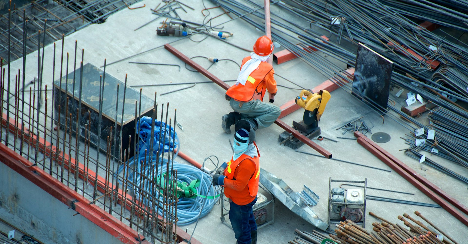 Site team working on a reinforced concrete deck